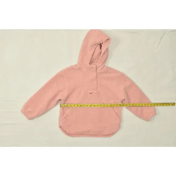Nike Therma-FIT Pink Pullover Sherpa Hoodie Regular Size M Kid's Polyester - Picture 3 of 8